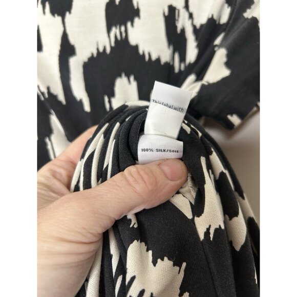 Diane von Furstenberg Zoe Silk Dress Women’s Black White Abstract Print Size 4 - Picture 9 of 9